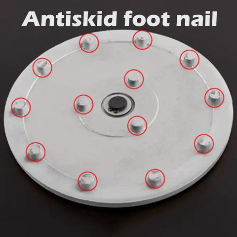 Antiskid foot nail detail of Black Rotating Glass Serving Tray For Kitchen Round Lazy Susan Turntable Tabletop Plate