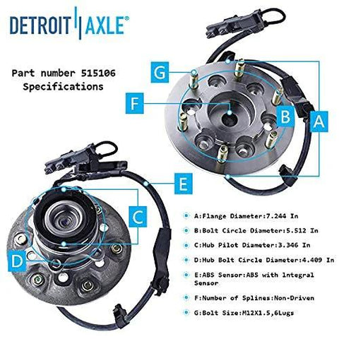 RWD Front Wheel Bearing Hubs Replacement Kit For Chevy Colorado GMC Canyon And Isuzu I 280 I 290 I 370 ZQ8 Package Direct Bolt On