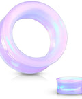 Lavender Opalite Hollow Glass Ear Plugs Gauges 10mm To 00 Gauge Hollow Tunnel Ear Stretchin Saddle Style Premium Body Jewelry
