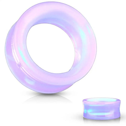Lavender Opalite Hollow Glass Ear Plugs Gauges 10mm To 00 Gauge Hollow Tunnel Ear Stretchin Saddle Style Premium Body Jewelry