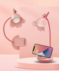 Pink Clip On Desk Lamp With Clamp, Rechargeable LED Light, Adjustable Gooseneck, Dimmable Stepless Dimmer, Cute Flower Design