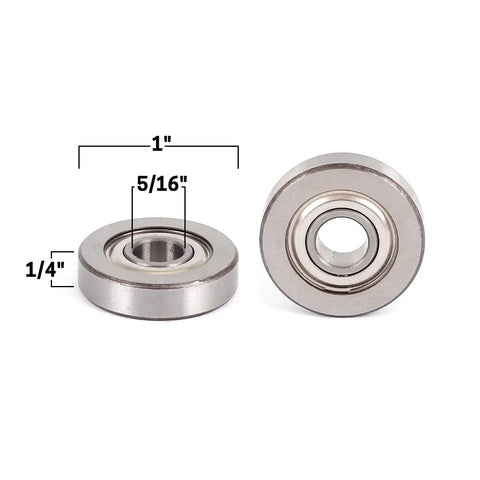 Smooth As Butter Router Bit Bearing Replacement with 1 inch outer diameter, 5/16 inch inner diameter, and 1/4 inch height.
