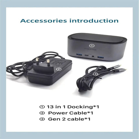 13 In 1 Usb C Docking Hub For Laptop With Hdmi 4K Video Gigabit Ethernet Port Ngff Storage Slot Pcie Adapter Power and Gen 2 cable