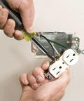 Person using Workhorse Reaming Driver Kit With Conduit Reamer And Magnetic Level For Quick Wire Runs to install an outlet