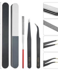Pro Grade 8 Piece Model Tools Kit For Gundam And Car Models showing tweezers, file, and sanding sticks, 175mm size