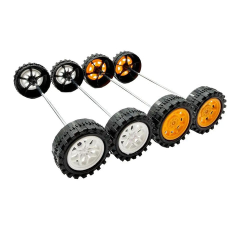 40 Piece Plastic Toy Wheel Kit With 2mm Shafts And Metal Axles For DIY Model Cars Trucks Robots And Helicopters includes 31mm wheels