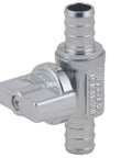 One Quarter Turn Straight Stop Valve One Half Inch PEX To One Half Inch PEX Lead Free Brass Chrome Plated close-up view