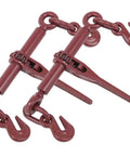 Two Pack Heavy Duty Ratchet Chain Binders For 1/4 To 5/16 Inch Chain In Red - Easy To Use Tie Down Hauling, Forged Steel Build