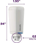 Front view of LED PL C 6 Pack CFL Replacement Light Soft White 2700K G24Q GX24Q Base Energy Efficient Bulbs with dimensions