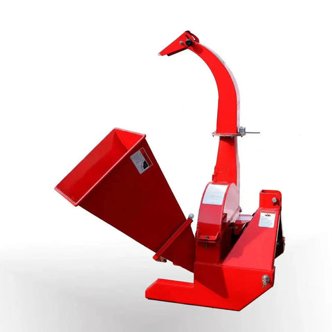 Red PTO Wood Chipper 3 Point Shredder Mulcher Tractor Attachment For Farm Equipment With Reversible Hardened Tool Steel Blades