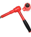 Pro Grade 36 Piece Insulated Socket Wrench Set Featuring 1000 Volt Safety Protection And Half Inch Drive Deep Sockets, red insulated handle.