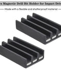 Two Pack Magnetic Drill Bit Holder Set for Impact Drivers and Drills Heavy Duty Nylon Construction Adhesive Mount Side Sleeve Organizer