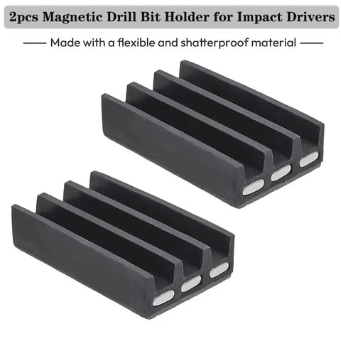 Two Pack Magnetic Drill Bit Holder Set for Impact Drivers and Drills Heavy Duty Nylon Construction Adhesive Mount Side Sleeve Organizer