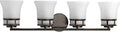 4 Light Bathroom Vanity Light Coastal Style Modern Bath Fixture With Etched White Glass Shades And Antique Bronze Finish Reversible Mounting Over The Mirror Cascadia Collection, frontal view