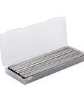 Professional Hss Jointer Planer Blades Double Edged 82mm Set Of 10 in a clear storage case, showcasing sharp replacement cutter tools.