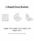 Diagram of Pro Grade White Iron L Brackets For Furniture Assembly Corner Reinforcement Brackets 2.6 X 2.6 Inch Right Angle Supports