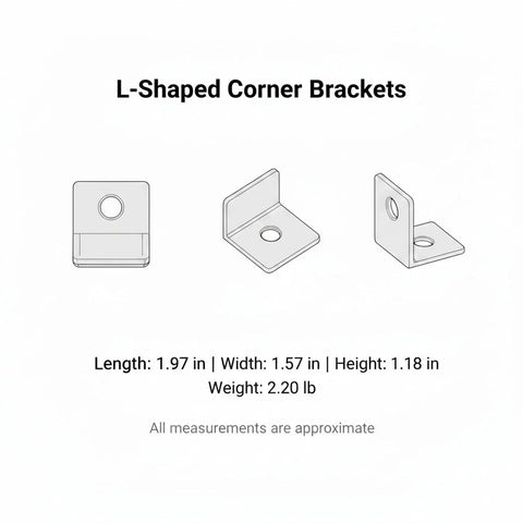 Diagram of Pro Grade White Iron L Brackets For Furniture Assembly Corner Reinforcement Brackets 2.6 X 2.6 Inch Right Angle Supports