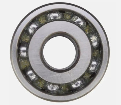 Built Tough 3/4 Inch Bore Agricultural Roller Bearing Replacement For Lilliston Cultivators Compatible With 205KP6 And 205TNJ top view of steel bearing with inner hole.
