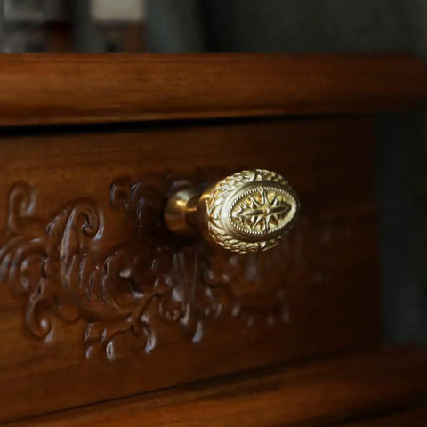 Antique Brass Cabinet Knobs 4 Pack Copper Oval Handles for Kitchen and Bathroom Cabinets and Drawers Durable Retro Hardware