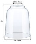 Clear Glass Lamp Shade Lipless Dome With 1-5/8 Inch Fitter For Chandelier, Wall Sconce, And Vanity Light Replacement