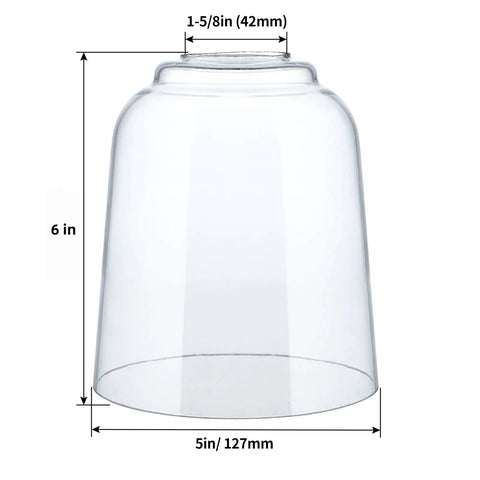 Clear Glass Lamp Shade Lipless Dome With 1-5/8 Inch Fitter For Chandelier, Wall Sconce, And Vanity Light Replacement
