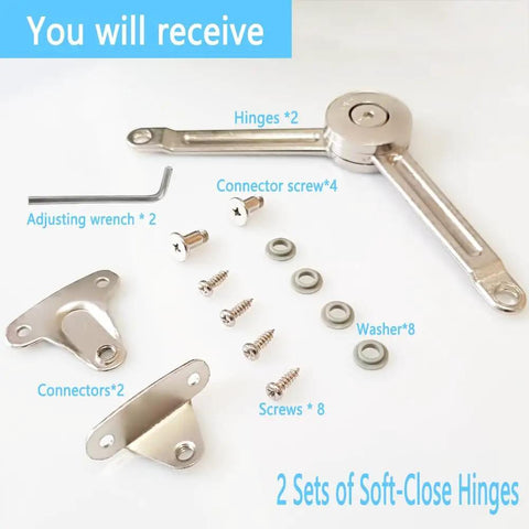 2 Pack Soft Close Toy Box Hinges With Heavy Duty Lid Support And Adjustable Tension For Wooden Boxes Jewelry Boxes