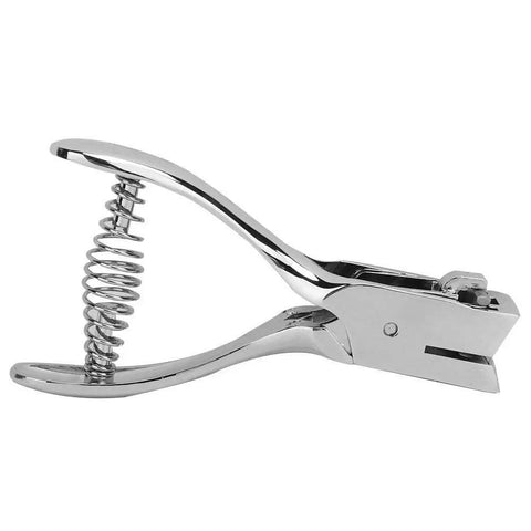 All Metal Handheld Hole Slot Puncher For ID Cards And Paper Crafts With 5.4 Inch Oval Punch And Spring Mechanism Delivers Clean Punches