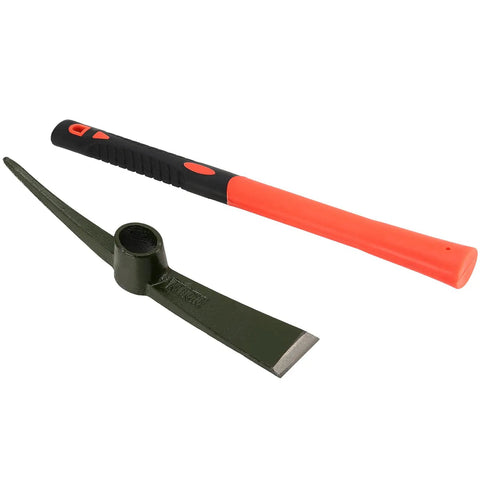 2 Pack 15 Inch Garden Pick Mattock With Red Fiberglass Handle, Beastly Tough Forged Carbon Steel Head, Durable Garden Tool