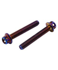 Heavy Duty M6x40mm Titanium Hex Bolts For Custom Motorcycle And Streetbike Mods Top Shelf Rainbow Anodized Finish close-up view.