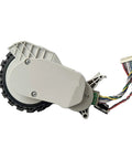 Traveling wheel assembly for Xiaomi/Omni vacuum cleaners; silver housing, black rubber tire, wiring harness