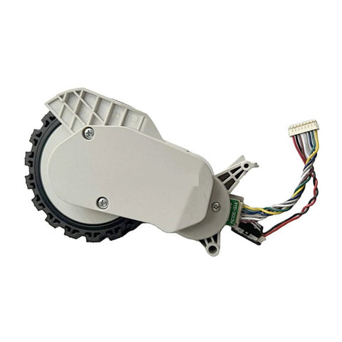 Traveling wheel assembly for Xiaomi/Omni vacuum cleaners; silver housing, black rubber tire, wiring harness