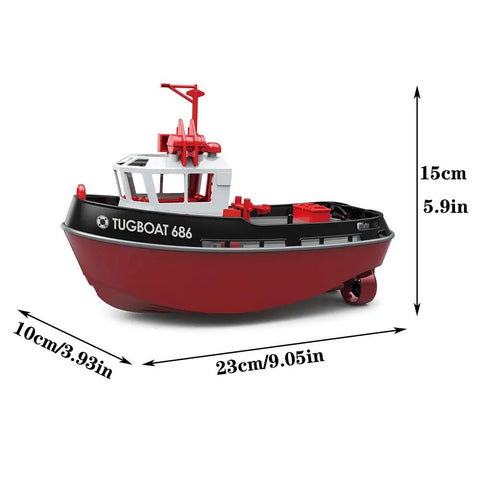Gnarly Fast RC Boat Tugboat 2.4Ghz Remote 1/72 Scale Simulation Racing Model Unassembled DIY Kit RTR Version Black Finish