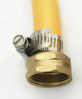 Rock Solid 3 Piece Garden Hose Quick Connect Brass Fittings 3/4 Inch External Threaded Repair Kit For Watering Plants And Flowers With Easy Grip Leaks Proof Setup That Makes Gardening A Total Vibe brass hose fitting clamped to yellow hose