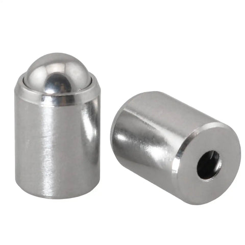Top Tier 304 Stainless Steel Ball Head Spring Plungers Set Of Six Drop Dead Solid Heavy Duty Locating Pins close-up of plunger components