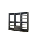 Freestanding Wooden Closet System Featuring Modular Cubbies And Hanging Rods Delivers Totally No Sweat Customizable Wardrobe Storage For Clothes Shoes And Accessories In Sleek Gray, showcasing cubbies and shelves.
