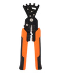 Multi Function Wire Splitting Stripper Pliers With Built In Wrench And Multi Angle Wire Bender in chrome steel with orange grip