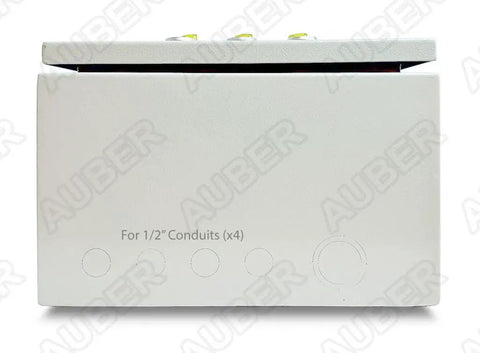 Front view of Powder Coating Oven Control Panel With Light And Fan Control 240V 75A 18000W Heavy Duty Wall Mount Enclosure