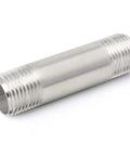 Stainless Steel 304 Nipple Pipe Fittings Three Eighths Inch Male NPT To Three Eighths Inch Male NPT Two Inch Length Corrosion Resistant