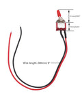 8 Pack Mini Toggle Switch SPST 2 Position 2 Pins On Off 125V AC 5A Or 250V AC 3A With Pre Soldered Wires 8 Inch Leads 6mm Mounting Hole