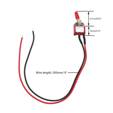 8 Pack Mini Toggle Switch SPST 2 Position 2 Pins On Off 125V AC 5A Or 250V AC 3A With Pre Soldered Wires 8 Inch Leads 6mm Mounting Hole