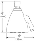 Line drawing with dimensions of Signature Icon Anystream High Pressure Shower Head With 360 Degree Adjustable Spray Solid Brass 2.5 GPM