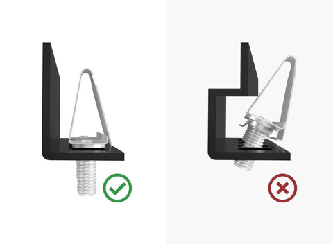 No Sweat Toolless Rack Hardware That Swaps Out Annoying Cage Nuts For Hella Secure 19 Inch Server Cabinet And Network Rack Installations Heavy Duty Build Supports 15 Kilograms 50 Pack Setup show correct and incorrect installation examples.