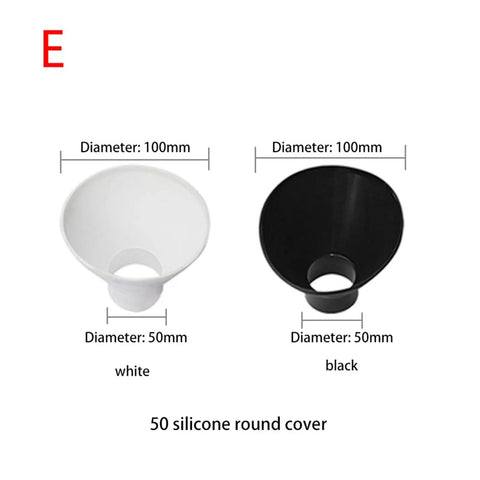 Adjusting Valve Connector Compatible With Flexible Smoke Extraction Pipe For Industrial Lab Welding Fume Arms. White and black silicone round covers.