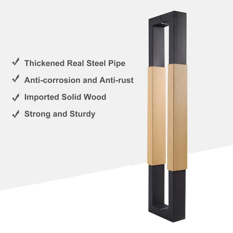 Double Sided Door Pull Bar Handle For Sliding Doors And Gates, Tough As Nails, Interior Exterior Use, Stainless Steel And Wood