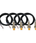 Four-pack of M12 Inductive Proximity Sensor NPN NO, 4mm detection distance, metal detection, brass nickel plated, durable copper wire