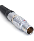 Push Pull Self Lock Circular Connector 0B 7 Pin Plug For Aviation And Industrial Electronics Cameras And Test Gear High Density Mounting Saves Space And Supports 2 3 4 5 6 7 And 9 Pin Options With 180 Combinations. silver metal 0B 7 pin plug