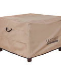 Tan Waterproof Patio Ottoman Cover For Square Outdoor Side Table 24L By 24W By 18H Inches Beefy 600D Polyester With Waterproof Backing