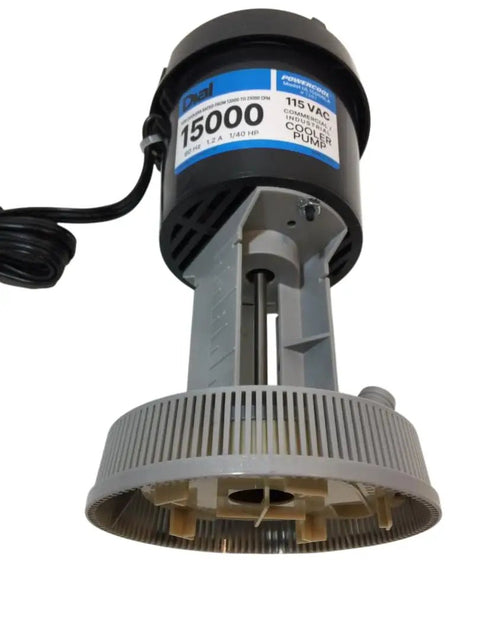 Heavy Duty Workhorse Evaporator Pump For Swamp Coolers 115V Concentric Motor with gray casing and extended power cord.