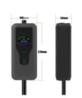 Front and side view of Level 2 Portable EV Charger 32 Amp 220 240 V NEMA 6-50 Plug 16.4 ft Cable Fast Home And Travel EVSE