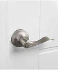 Privacy Bed And Bath Door Lever Set Satin Nickel Finish 6 Pack Universal Backset Compatible With Two And Three Quarters Inch